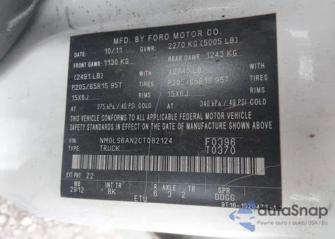 2012 Ford Transit Connect Xl from USA, damaged, VIN NM0LS6AN2CT082124